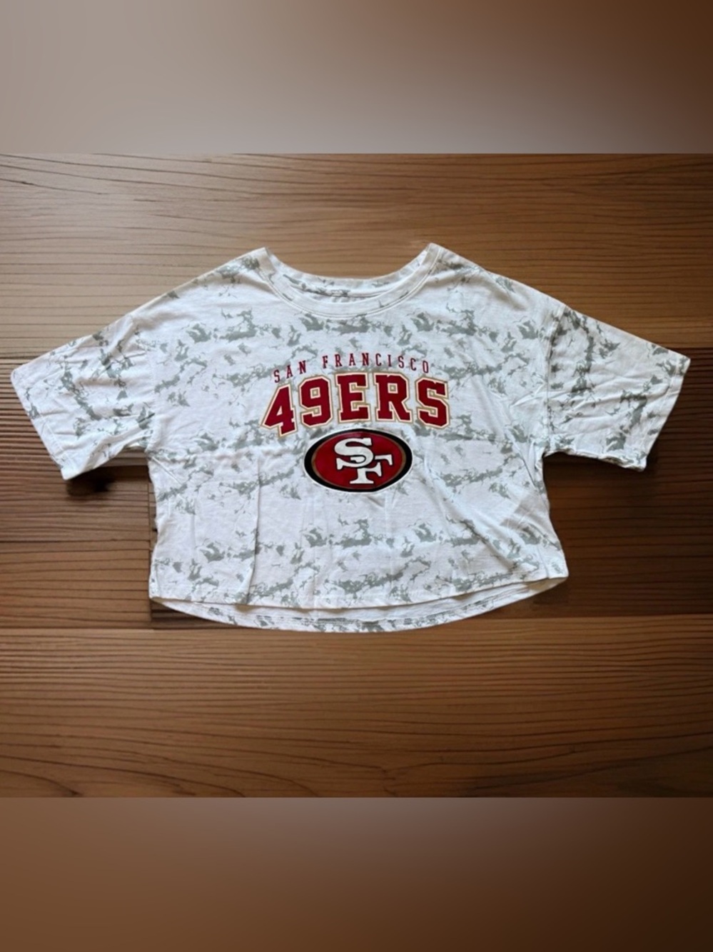 San Francisco 49ers NFL Teens Girls Large 11/13 White Grey Tie Dye Crop Top